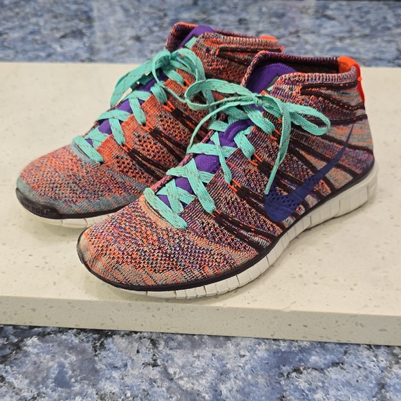 Nike Flyknit Chukka Purple and Orange Sneakers - Main Image